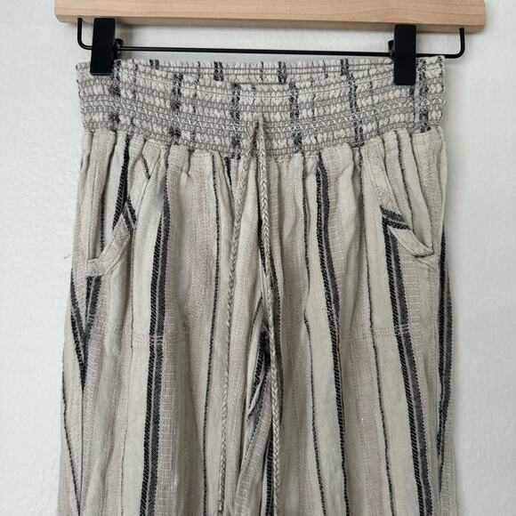 Sky & Sparrow Womens Brown Flowy Pant Linen Blend Stretch Waist Boho Size Small - Picture 2 of 9